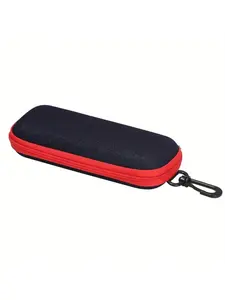 1pc Glasses Case, Unisex, Stylish and Simple Zipper Glasses Case, Portable Multifunctional Glasses Storage Box, Large Capacity Adult Storage Bag, Travel Zipper Glasses Case with Hook