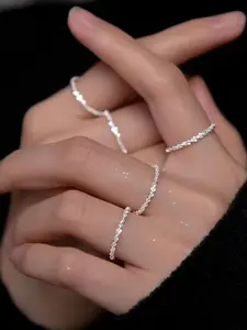 5 Sparkling Sparkling Starry Sky Rings for Women's, Stacking Ring Set, Party Style Layered Ring Set, Dainty Stacking Rings