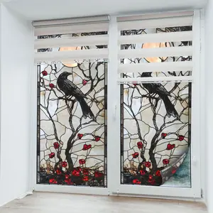 Crow & Moon Pattern Static Cling Window Sticker, 1 Sheet Double Sided Window Decal, Decorative Sticker for Home Living Room Bedroom