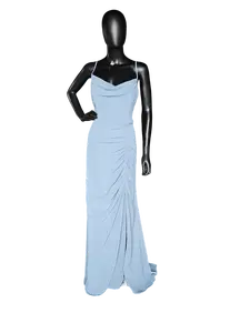 Steel Blue V-Neck Chiffon - Hayley Paige - Bridesmaid Dress