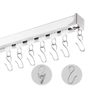 VEVOR Ceiling Curtain Track Set, 17.7 FT/5.4 Meter, Sliding Ceiling Track System for Curtains, Room Divider Curtain Track Ceiling/Wall Mountedfor Living Room Bedroom with Hooks and Hardware, WhiteVEVOR Super Brand Day