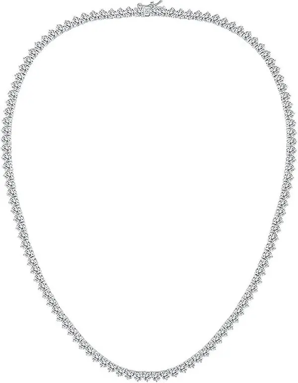 Gemsme 4mm Tennis Necklaces for Women - 3 Prong 18K White Golden Plated Round Cubic Zirconia Classic diamond Tennis Chain Tennis Necklace for Women and Men Size 16/18/20/22/24 inch