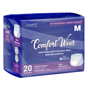 RMS BRANDS Adult Disposable Pull-Ups with Wetness Indicator | Comfortable, Leak-Proof Incontinence Protection for Men & Women - Medium (20 Count)