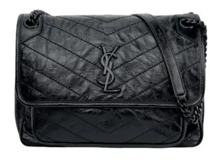 Pre-owned Yves Saint Laurent Saint Laurent YSL Black Chain Black Label Medium Shoulder Chain Bag th26043059