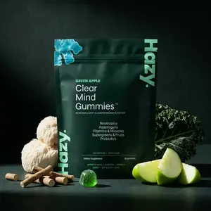 Hazy Clear Mind Gummies | Focus Supplement - Brain Fog, Memory & Stress Support - L Theanine, Citicoline & Lions Mane - Green Apple, 90 Count Multi-Vitamin Soursop and More
