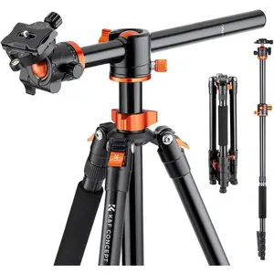K&F Concept Aluminum Camera Tripod (Model T255A3+BH-28L) with 73in/186cm Height, Transverse Center Column, 360-Degree Ball Head, 10kg Load Capacity, Quick Release Plate, Detachable Monopod for DSLR Cameras