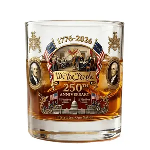 American 250th Anniversary Heritage Whiskey Glass | Oval glass, reusable, multi-purpose, perfect for July 4th celebrations, and a special gift for glass collectors.