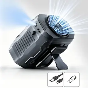 HOOYS USB Rechargeable Handheld Portable Fan, 199-Speed Adjustable, with Waist Clip, Flashlight & PowerDisplay, Personal Fan for Outdoor, Camping, Jobsite, Travel &Indoor Use