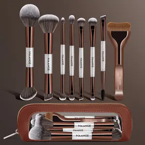 MAANGE 8pcs Makeup Brush Set with Cosmetic Bag, Foundation Brush Blush Concealer Brush Eyeshadow Brush Eyeliner Brush Eyelash Brush, Professional Beauty Tools for Foundation, Blush, Eyeshadow Application, Makeup Accessories, Makeup Brush Kit