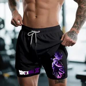 Dragon Ball DBZ Goku 80s 90s summer men shorts for men jorts outfit men graphic shorts Double-layer sports shorts Comfortable short shorts summer