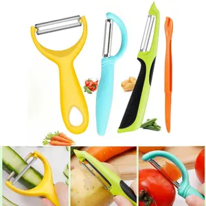 4Pcs(Multiple Sizes)Plastics Vegetable Potato Peelers for Kitchen,Y Peeler for Apple Fruit Carrot Zucchini Cucumber Potatoes,Good Grip Veggie Peeler Makes Peeling Very Easy Stainless Steel
