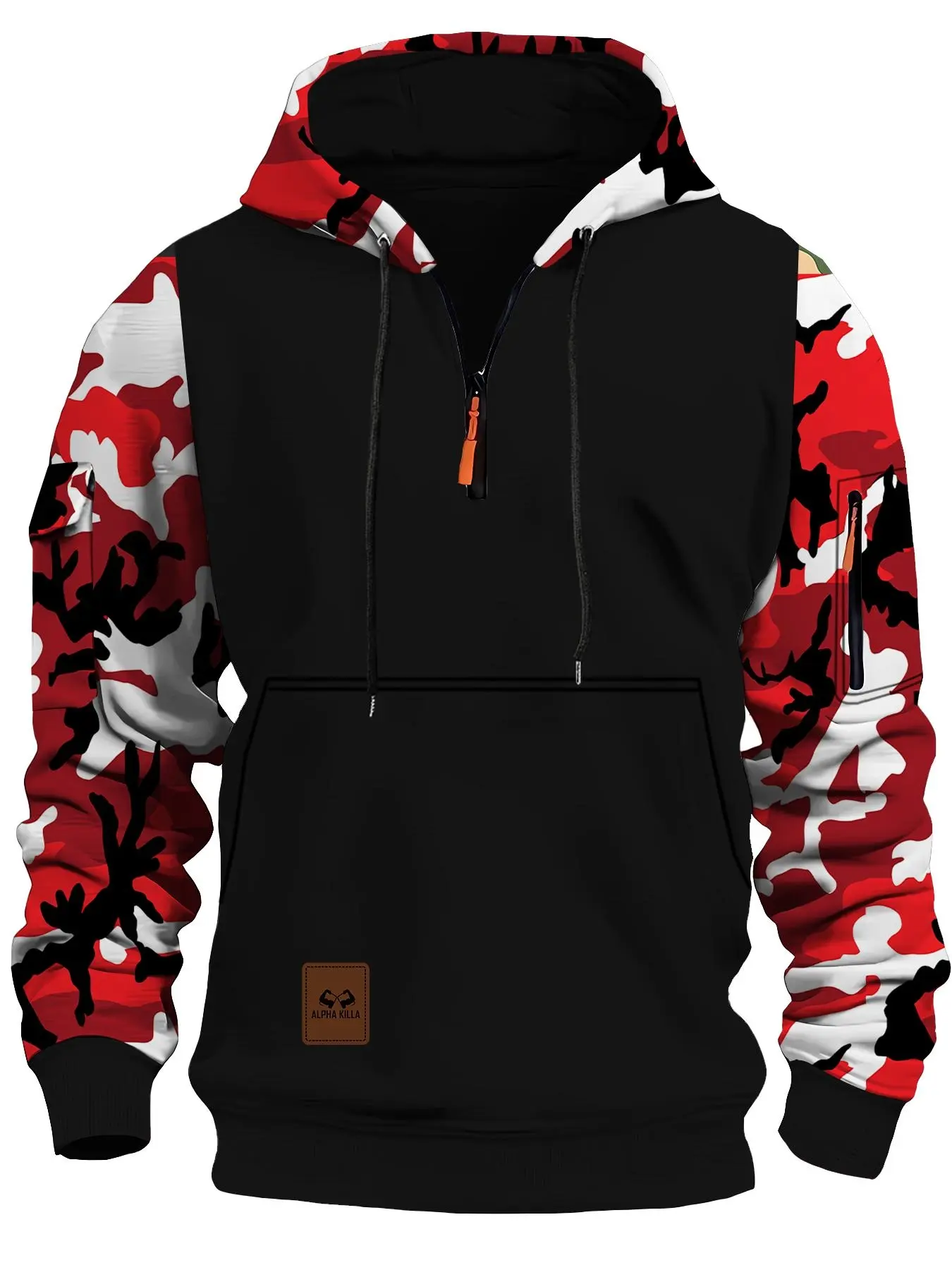 Men's Casual Long-Sleeved Camouflage Sweatshirt for Autumn and Winter, American Vintage Hooded Sweatshirt for Winter, Elastic Hem Outdoor Sports Graphic Sweatshirts, Casual Print Hoodie, Ideal for Daily Work, Vacation, Outdoor Activities