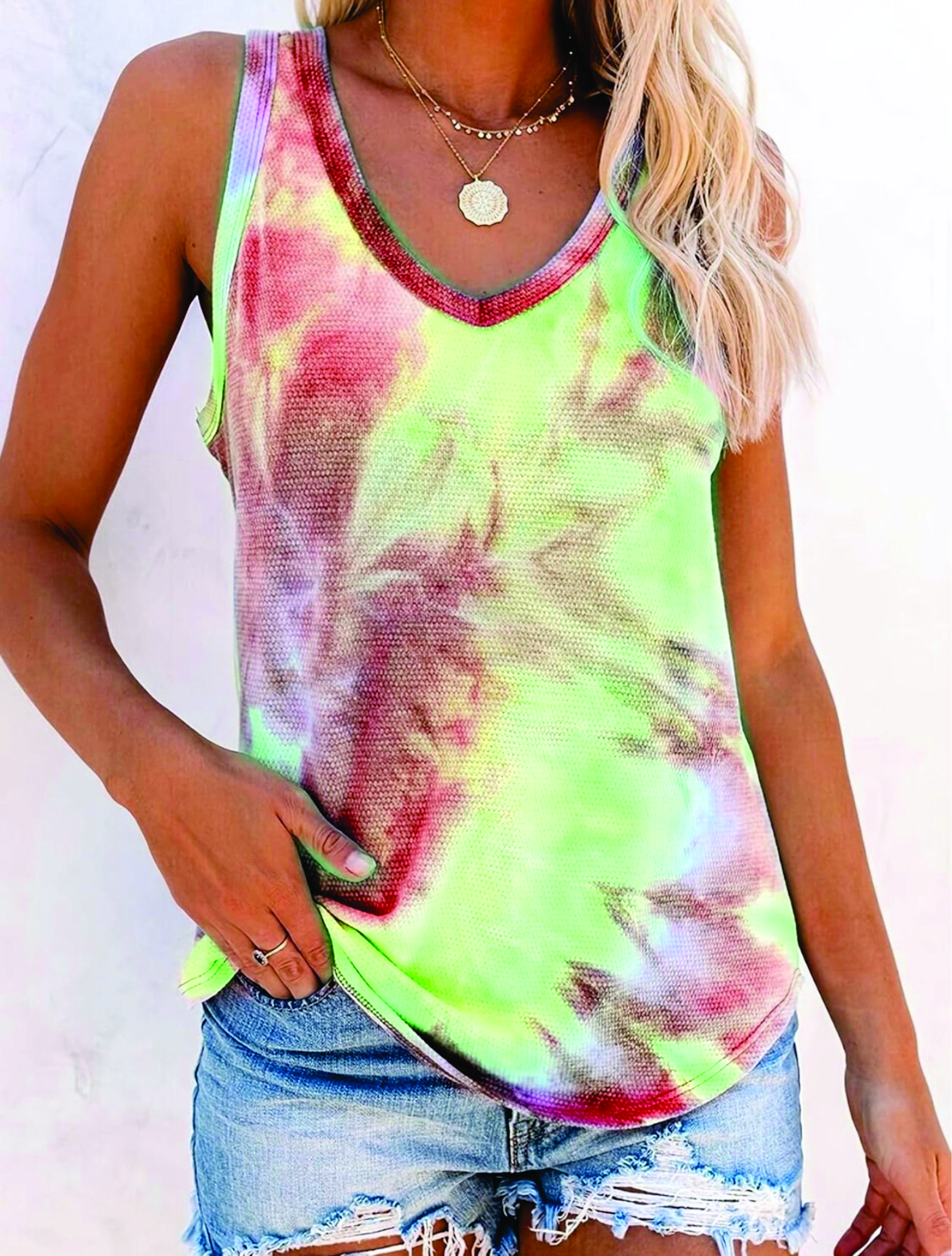 Green Tie Dye Tank Top