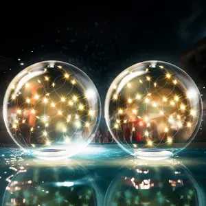 Fairy Floating Pool Lights Solar Powered - 14" Inflatable Waterproof Led Glow Balls, Floating Light Up Balls for Swimming Pool Party Decorations, Cool Outdoor Decor (2 Pack)
