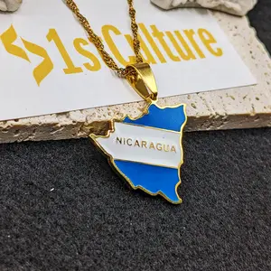 Nicaragua Necklace / Flag Color Map Jewelry Pendant Gift