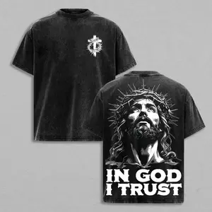 valentine shirts "IN GOD I TRUST" Jesus Crown of Thorns God Apparel Tee Washed, Easter T-Shirt, Jesus T-Shirt, Easter Streetwear, Christian Apparel Graphic Tees, Gym Pump Cover ,  Church Outfit 5IA