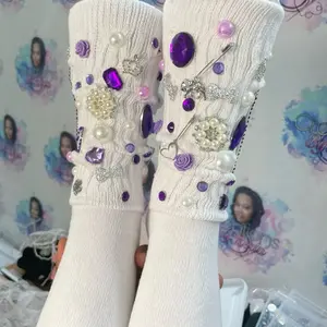 Trendy Slouch Socks with Bedazzled Design for Casual Everyday Wear Comfort Comfortable Womenswear