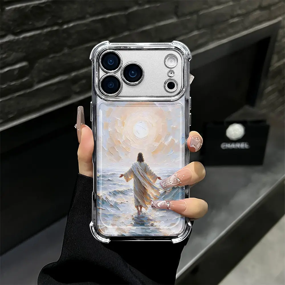 God's Plan Jesus Walking on Water Phone Case Full Camera Lens Protection Shockproof Cover for iPhone 11-17 Pro Max and Samsung Galaxy S21-S25