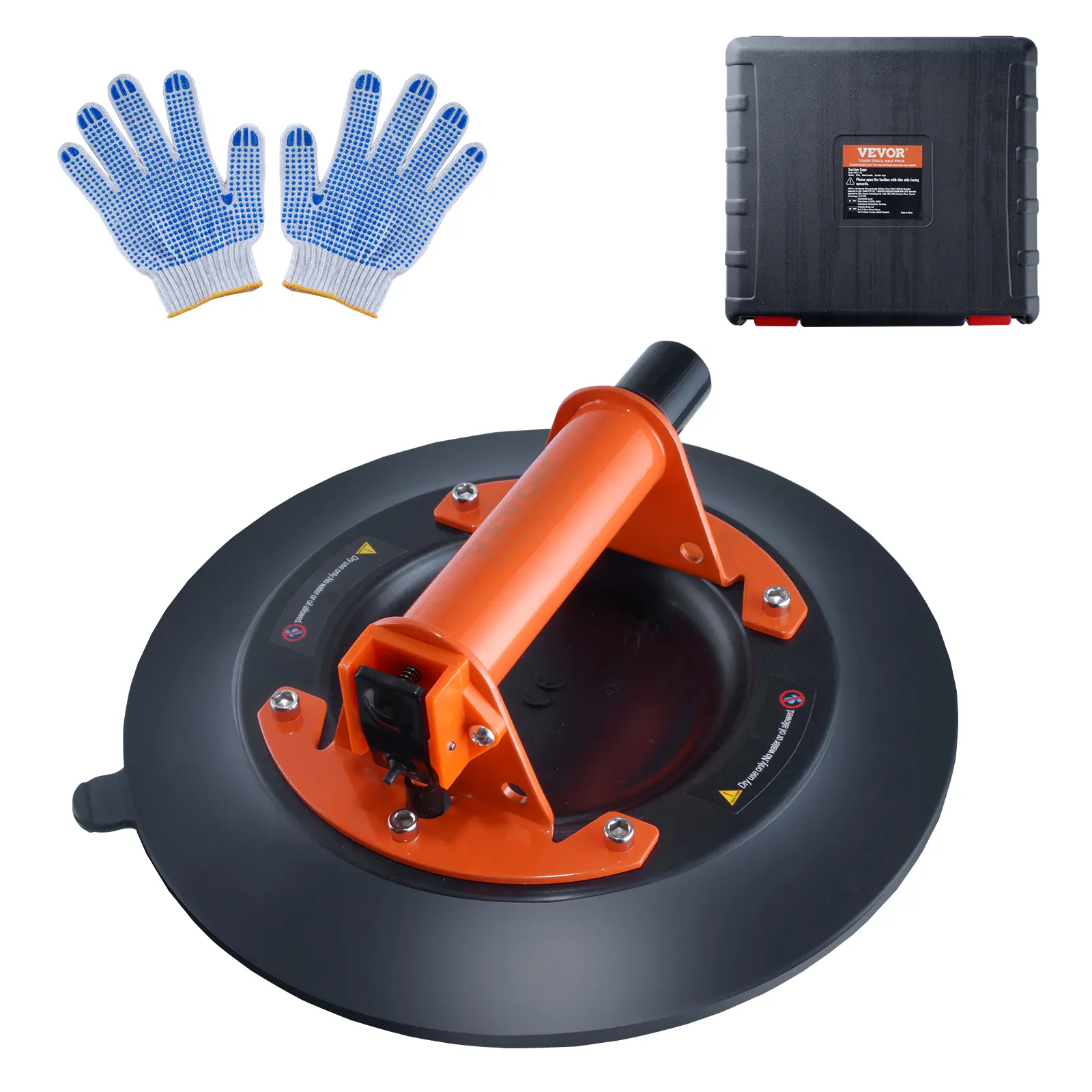 【Summerfinds】VEVOR Glass Suction Cup 10" 990 lbs Load CapacityVacuum Suction Cup with Steel Handle & Carry BoxHeavy Duty Industrial Suction Cup Lifter Tool for GlassGraniteTileMetalWood Panel Lifting