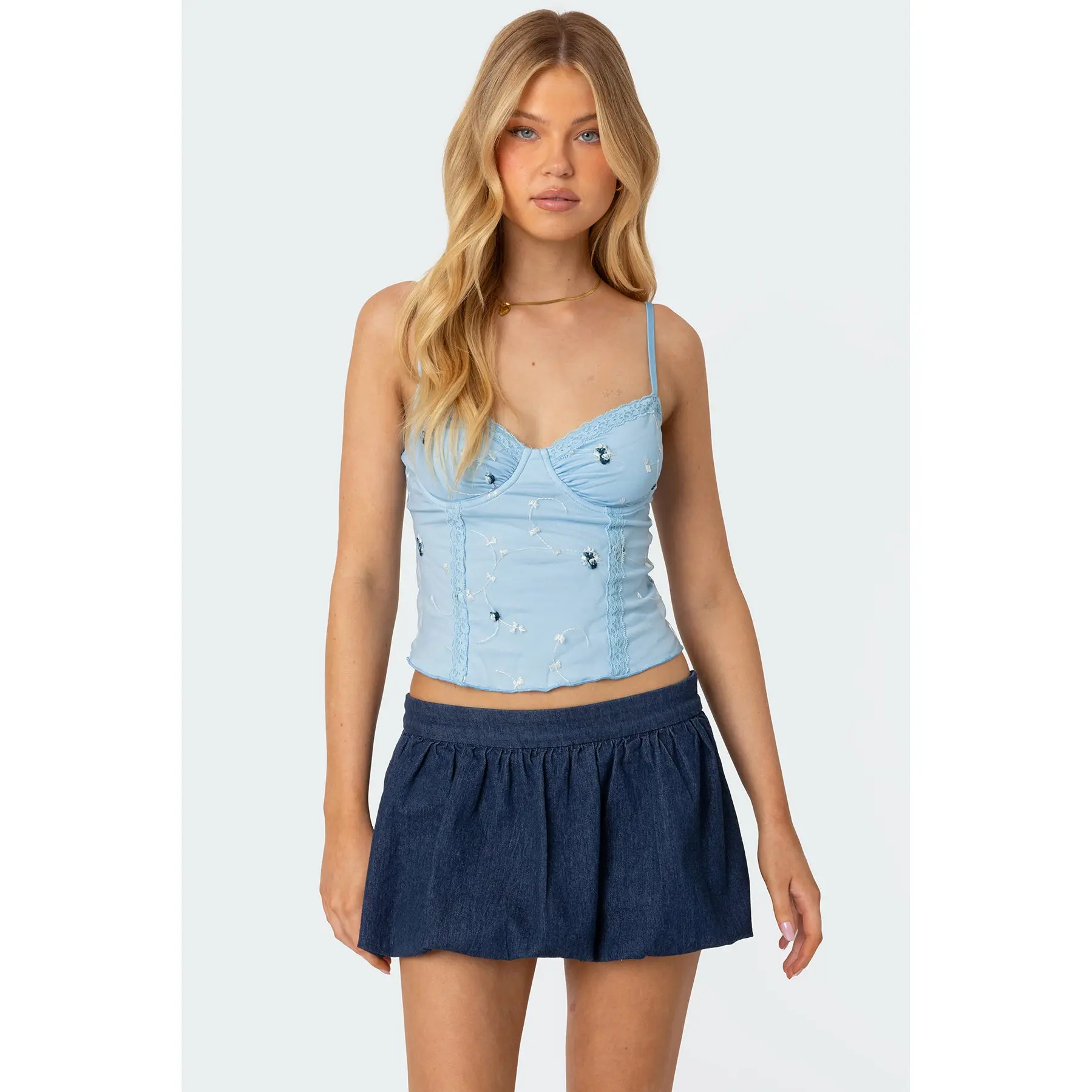 Victoria Embroidered Mesh Bra Top