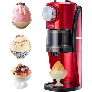Shaved Ice Machine - Snow Cone Machine for Homemade Shaved Ice, Snow Cones, Slushie Ice  With Stainless Steel  Adjustment Knob, 2  Ice Mold Cup for snowflakes - Retro Red