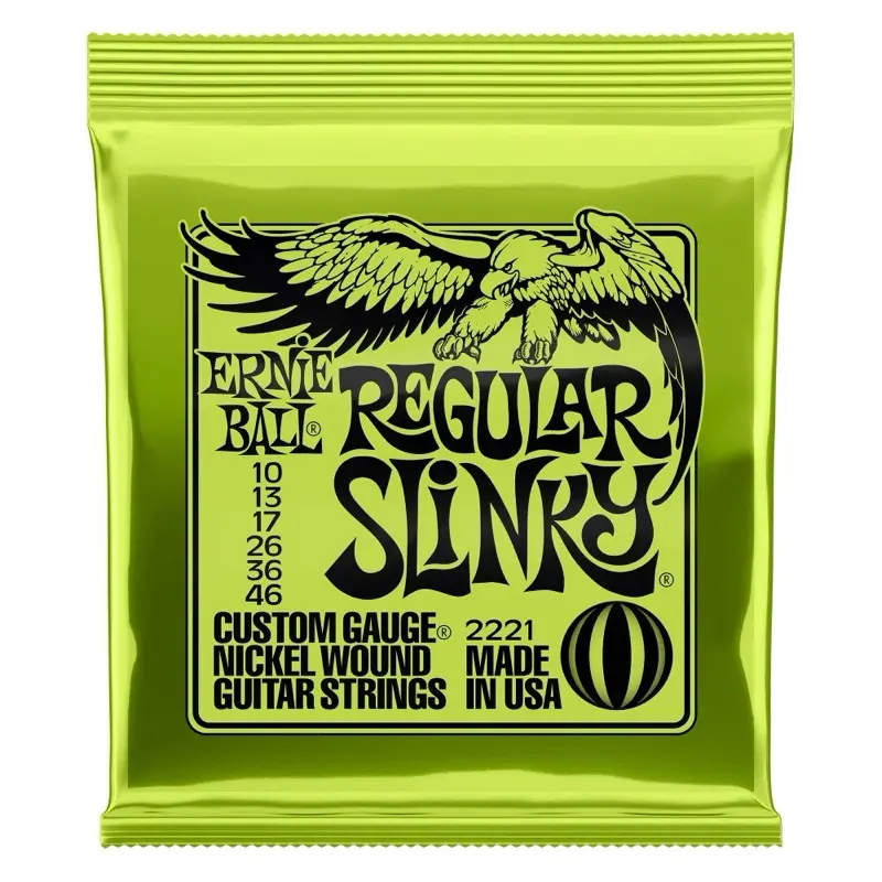 Ernie Ball EB2221 Regular/Super Slinky P02221 Electric Guitar Strings - Nickel-Plated Steel, Balanced Tone, Comfortable Feel, Rock 'n' Roll Standard