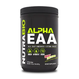 NutraBio Alpha EAA Powder - Comprehensive Amino Acid Supplement with 8.2g EAAs & 6g Fermented BCAAs for Optimum Focus, Recovery & Hydration