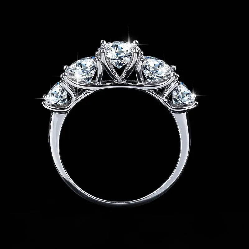 (5 Stone) 925 Sterling Silver Synthetic Moissanite Ring, fashion engagement ring,zircon ring,fantasy cut gems,spinel engagement ring,moissanite love,will work jewelry,filigree engagement ring,bling rings,market square jewelers,
