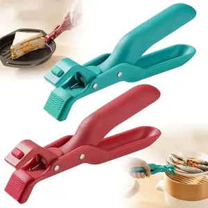 2 Counts Hot Plate Gripper Red&Green – Multi-Purpose Anti-Scald, Heat-Resistant No-Slip Tool for Hot Bowls, Plates & Pans, Serving Holder Clip for Kitchen Utensils