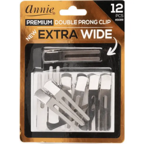 Annie Premium Large Double Prong Clips EXTRA WIDE 12Ct