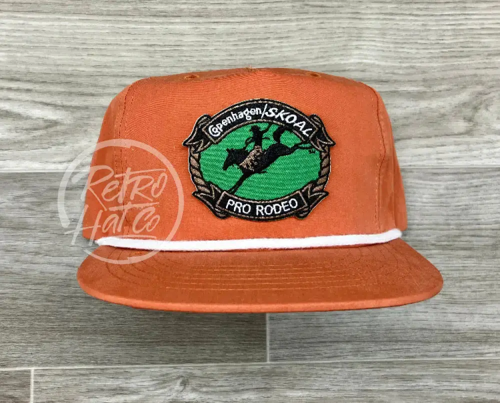 Cope / Skoal Pro Rodeo on Orange Retro Poly Rope Hat Cowboy / Western Style