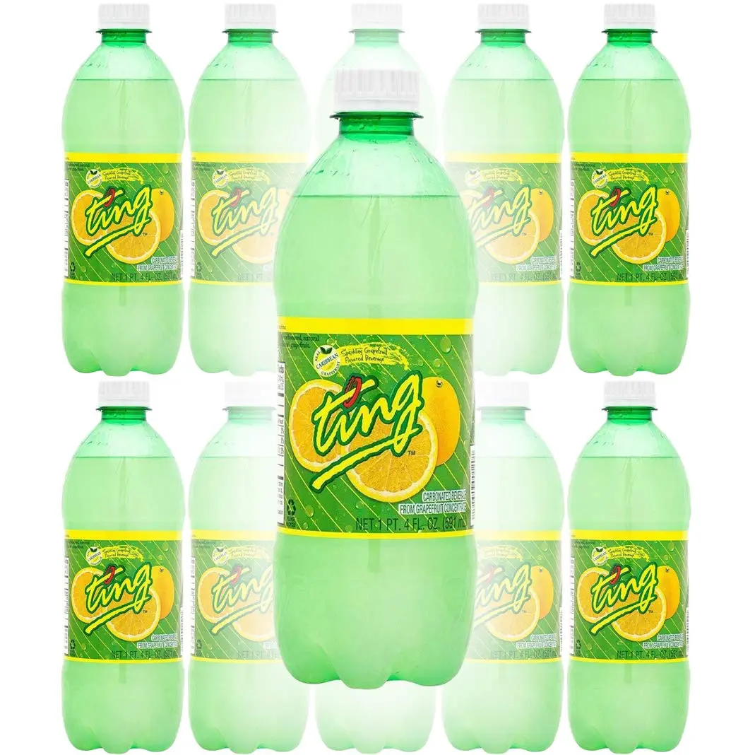 Ting Sparkling Jamaican Grapefruit Flavored Carbonated Drink Bottles - Sugar, Carbonated Water, Natural Real Grapefruit Flavors, No Preservatives, Crisp Chilled Refreshment for Parties (20x20 Oz, 200 Fl Oz Set for All Ages)