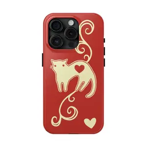 Cat and Heart Phone Case Y2K Cute Kawaii Whimsical Grunge Cool Girly Gift for iPhone Pro Max 17 16 15 14 13 12 11 Air Plus Mini