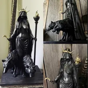 Gothic Hecate Statue, Dark Goddess Holding Torch, Witch Sculpture, Witchcraft, Halloween Decor, Mystical Altar, Religious Decoration, Resin Figurine Home Ornament, Decorative Piece