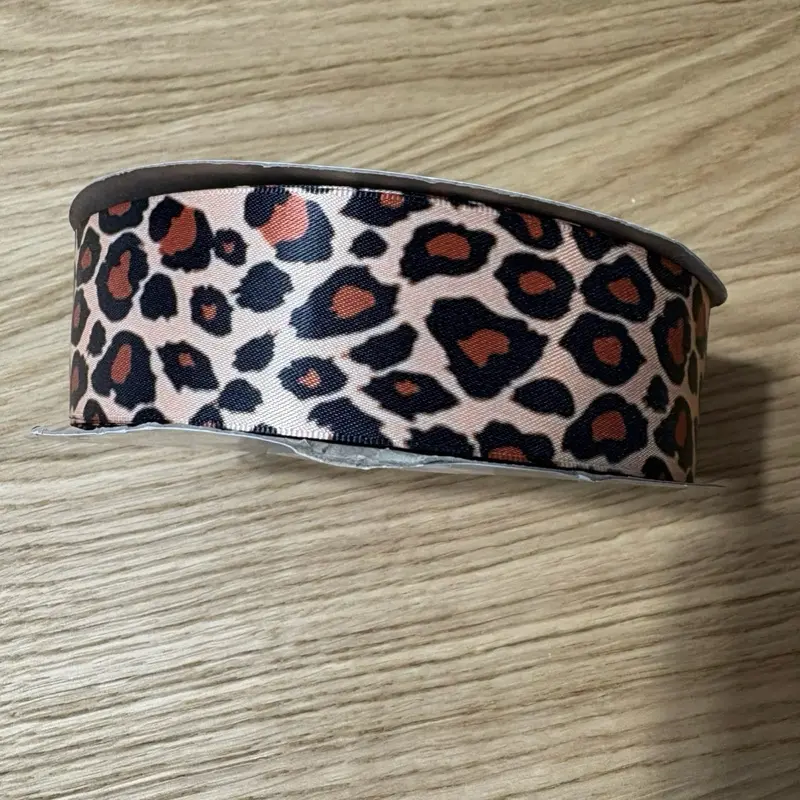 1.5” (4cm) Cheetah Print Satin- 50 yards