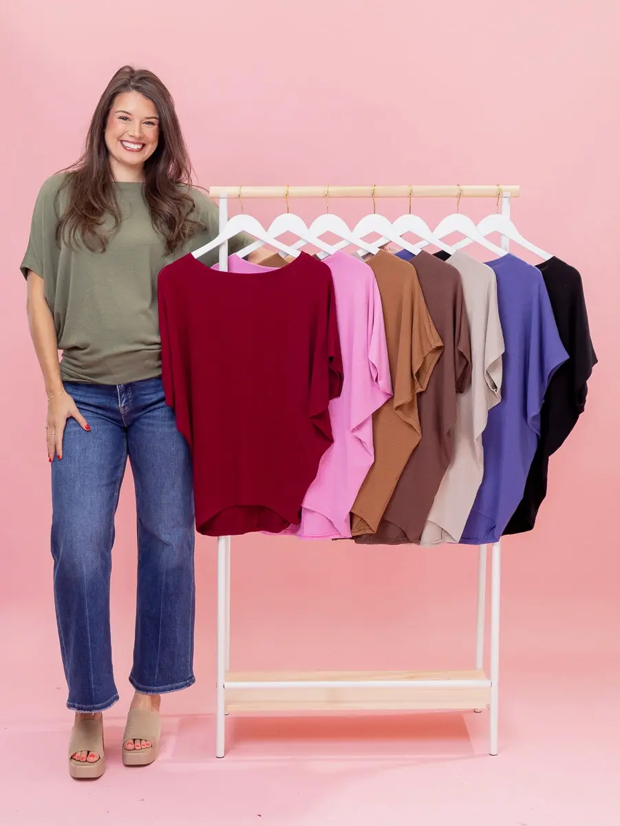 Zenana Hacci Dolman Sleeve Boat Neck Top | S-3XL