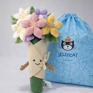 Jellycat Flower Bouquet Plush Toy – Soft Cute Pastel Floral Stuffed Animal with Jellycat Bag, Gift for Girls, Kids & Collectors
