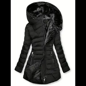 chicago  coat  winter Women's Winter Windproof Fur Warm Slim Fit Down Jacket Waterproof Long Ski Coat for Commuting Polyester Outerwear