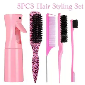 Professional Hair Styling Tools Set, Barber Equipment Kit, Includes Spray Bottle, Edge Control Brush, Rat Tail Comb, Smoothing Brush, Salon Barber Tools for Women & Girls, Durable