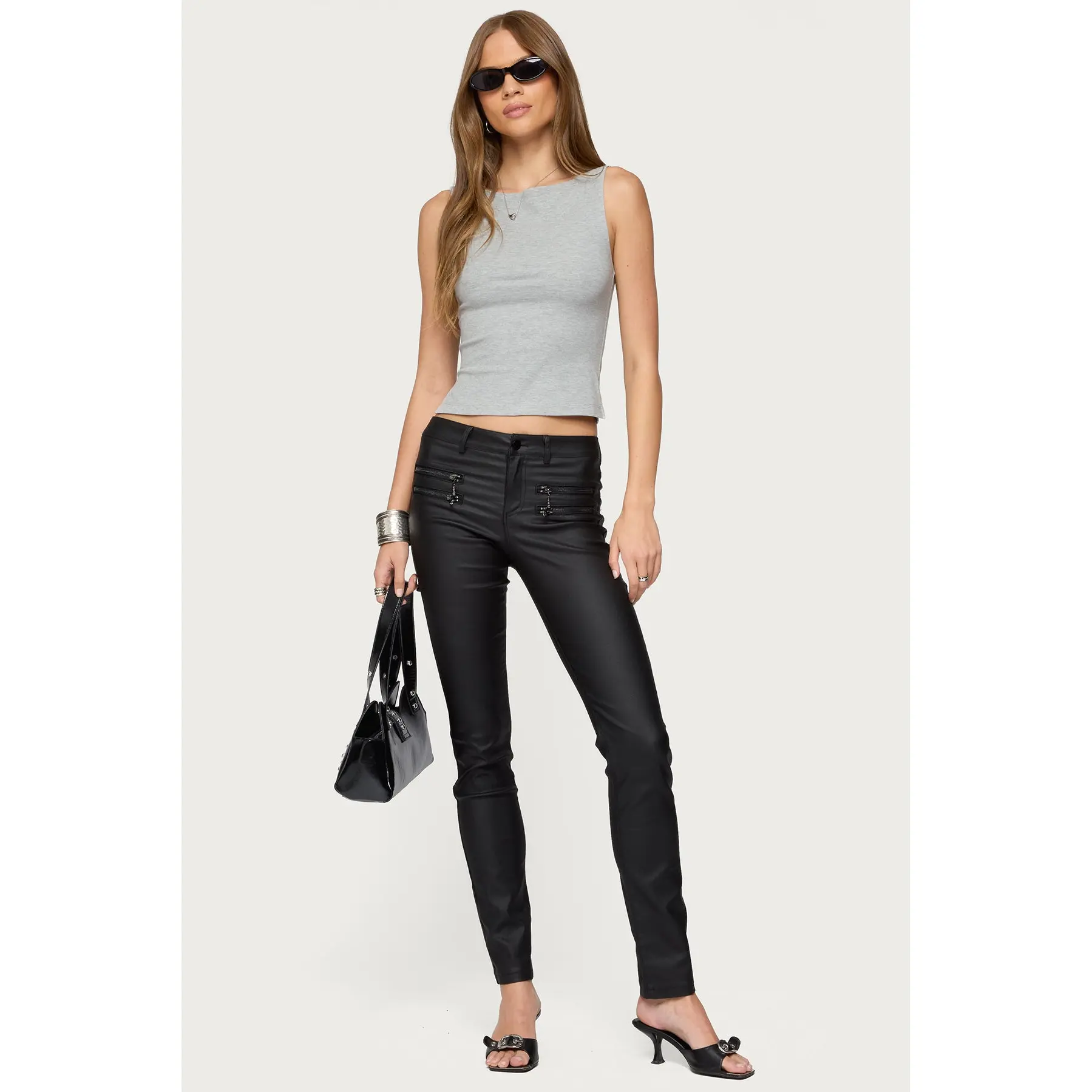 Kaede Faux Leather Low Rise Skinny Jeans