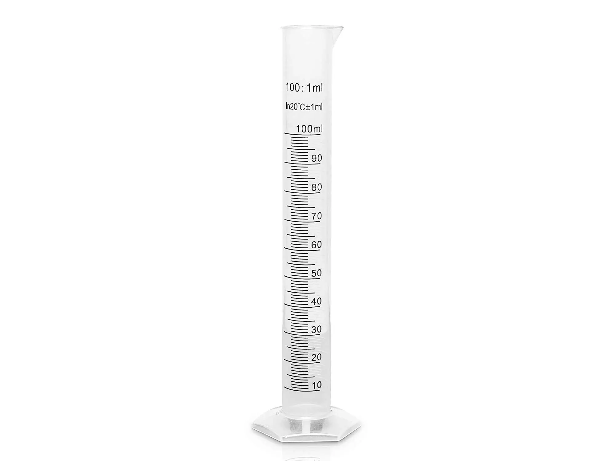 Plastic Graduated Cylinder Beaker - 100ml Science Measuring Test Tube Flask, 2-sided Marking