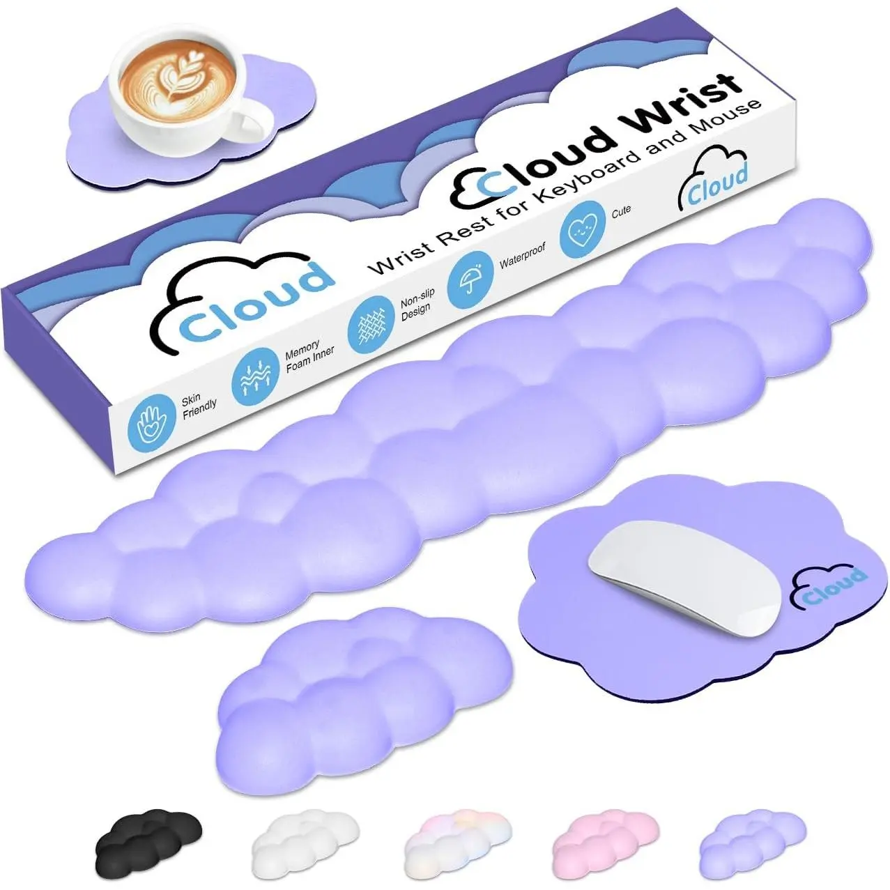 Cloud Wrist Rest Keyboard Palm Rest with Non-Slip Base for Computer Gaming Wrist Rest,  Cloud Arm Rest Keyboard Wrist Pad Purple