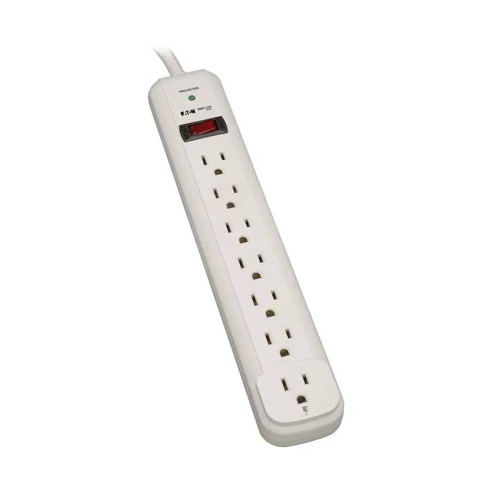 Eaton TLP712 7-Outlet Surge Protector, 12 ft. Cord, 1080 Joules, Diagnostic LED, Light Gray Housing