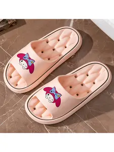 Cartoon My Melody Slippers, Soft Sole Comfortable Indoor Slippers, Girls' Heart Bow Star Pattern Slippers, Non-slip and Wear-resistant Bathroom Shower Slippers, All-season Universal Closed-toe Slip