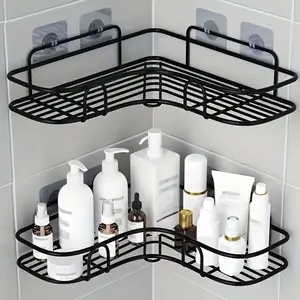 Corner Bathroom Shelf Set, No-Drill Triangle Organizer Rack for Bathrooms & Kitchens, 1 Piece/2 Pieces Storage Box Cabinet Shelf for Bathroom Decor Supplies