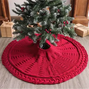 Guopei02 Christmas Tree Rug Skirt, Solid Color, Knit Tree Bottom Cover