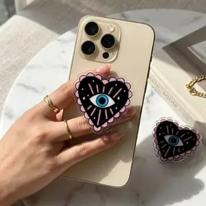Lucky Evil Eye Scalloped Heart MagSafe Phone Grip, Horror Aesthetic Magnetic Phone Holder, Kawaii Scary Fan Gift , Kindle Accessories sticky Baby mount Library Card Flower-Shaped Multi-Functional Stand Universal Car Double-Sided Octo Adjustable Portable