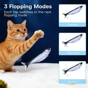 3PCS Realistic Flopping Fish Cat Toy, USB Rechargeable 7.1 Inches 3 Flapping Mode Sardine/Saury/Yellow Croaker, Interactive Cat Toys for All Breeds