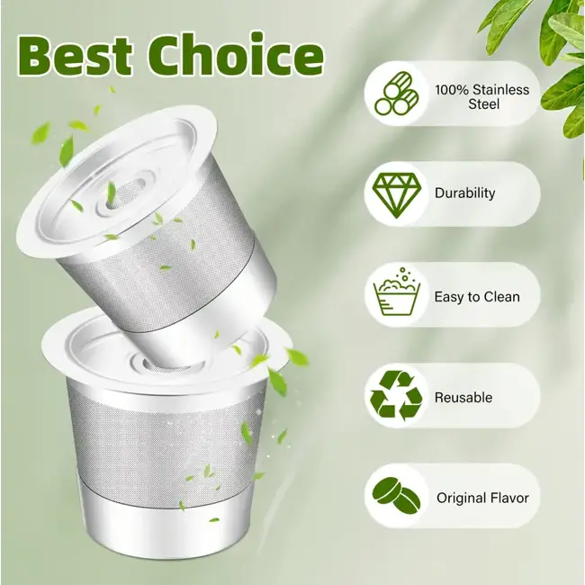 [Reusable K-Cups] 2 Pack Stainless Steel Reusable K-Cups | Compatible With Kuerig 1.0 Coffe Maker Machine