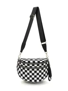 Women's Plaid Waist Bag, Crossbody Shoulder Bag, Fashion Checkered Design, Adjustable Strap, Casual Style, All Seasons Use